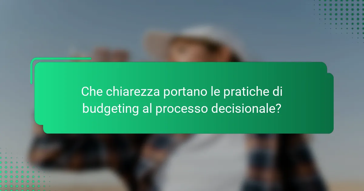 Che chiarezza portano le pratiche di budgeting al processo decisionale?