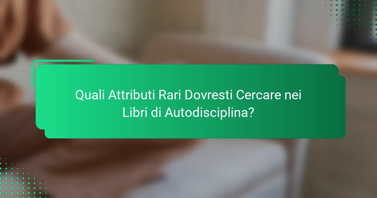 Quali Attributi Rari Dovresti Cercare nei Libri di Autodisciplina?