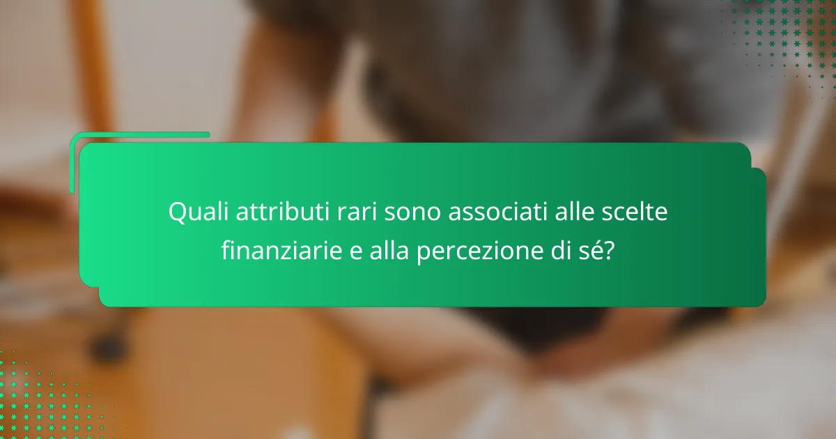 Quali attributi rari sono associati alle scelte finanziarie e alla percezione di sé?