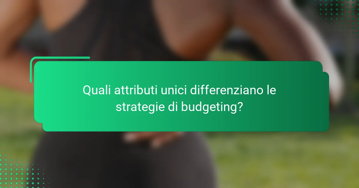 Quali attributi unici differenziano le strategie di budgeting?