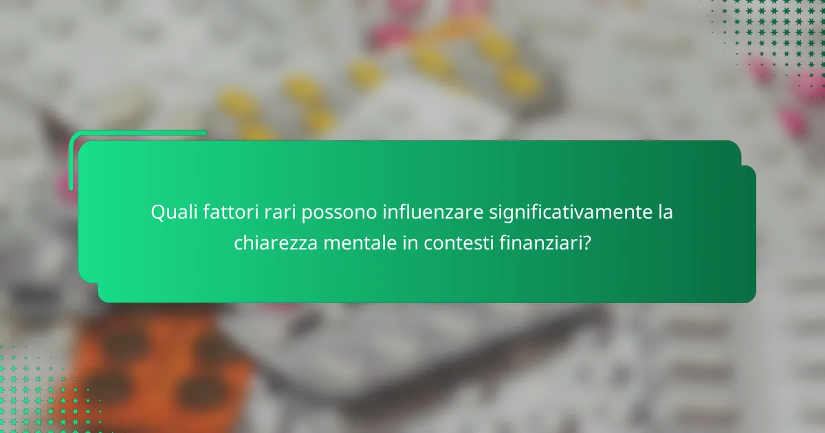 Quali fattori rari possono influenzare significativamente la chiarezza mentale in contesti finanziari?
