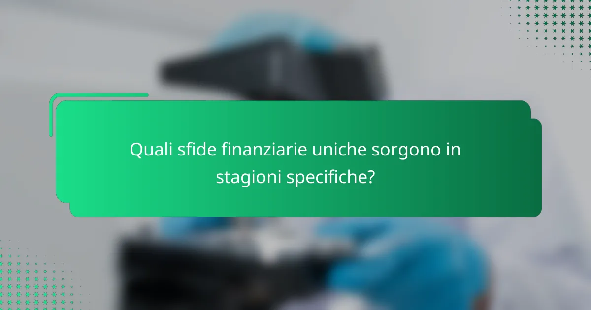 Quali sfide finanziarie uniche sorgono in stagioni specifiche?
