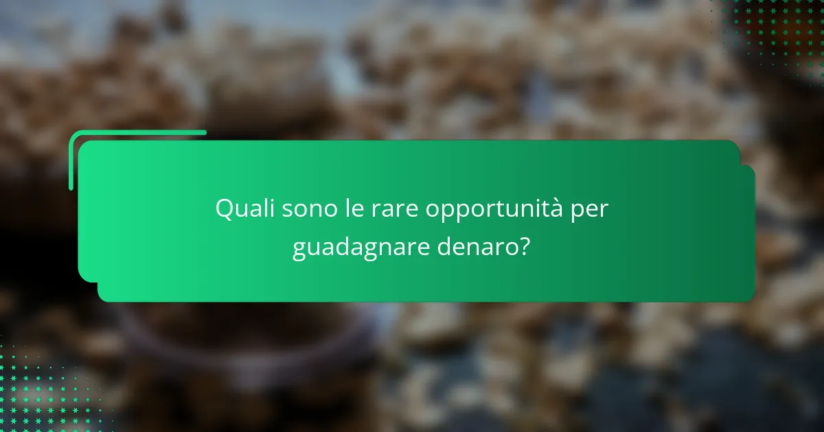 Quali sono le rare opportunità per guadagnare denaro?